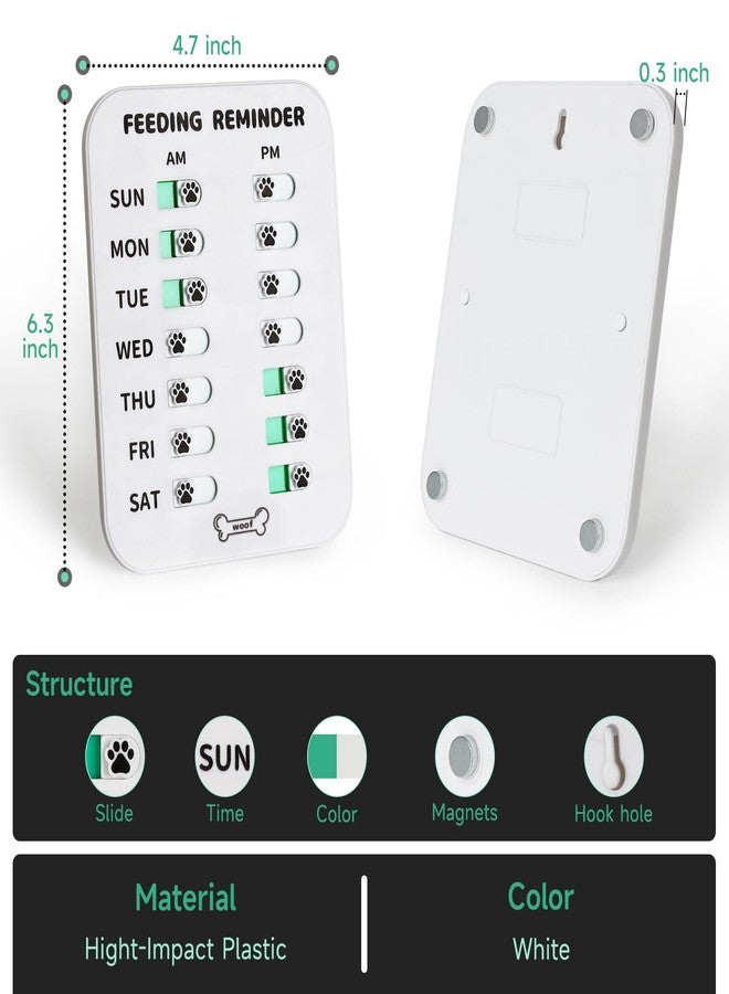 تذكير بإطعام الكلاب، ملصق مغناطيسي للتذكير، مخطط يومي صباحًا/مساءً لإطعام حيواناتك الأليفة، مغناطيس للثلاجة وشريط لاصق مزدوج الجوانب، يساعدك على تتبع إطعام الحيوانات الأليفة وأدويتها (أبيض) - Image 4