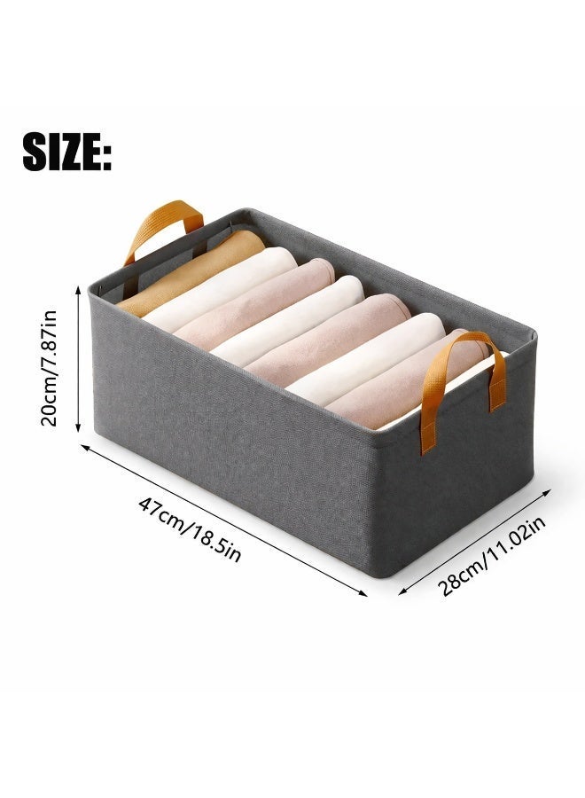 O2. Set of 3 Grey Non-Woven Fabric Storage Baskets – Foldable Closet Organizer Bins with Side Handles – Durable Fabric Storage Boxes for Clothes, Towels, Toys, Wardrobe & Shelves - Image 4