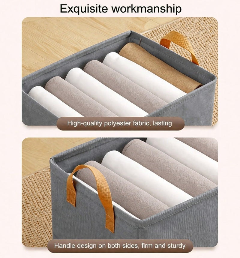 O2. Set of 3 Grey Non-Woven Fabric Storage Baskets – Foldable Closet Organizer Bins with Side Handles – Durable Fabric Storage Boxes for Clothes, Towels, Toys, Wardrobe & Shelves - Image 5