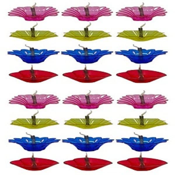 CRYSTA WORLD Plastic Transparent Floating Diya for DiwaliFestive Home Decoration Multicolor 24