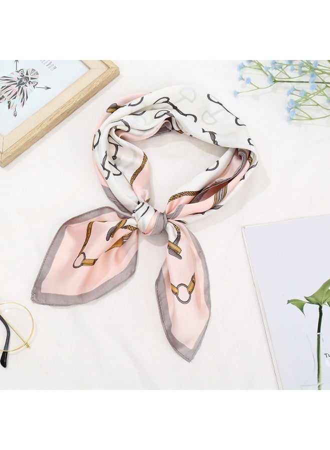 Ucanbe 70×70cm Luxury Faux Silk Scarf for Women Fashion Versatile Office Square Scarf Vintage Printed Neck Scarf - Image 1