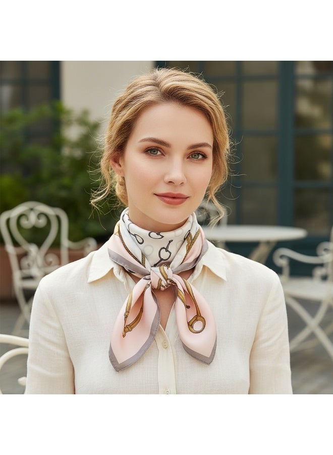 Ucanbe 70×70cm Luxury Faux Silk Scarf for Women Fashion Versatile Office Square Scarf Vintage Printed Neck Scarf - Image 2