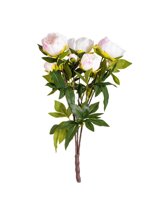 فيكرمان شجيرة الفاوانيا الاصطناعية اليومية من فيكرمان، مقاس 23 بوصة، باللونين الكريمي والوردي - تنسيق زهور داخلي صناعي - للديكور المنزلي أو المكتبي - لا تحتاج إلى صيانة - موثوقة ومتينة - Image 1