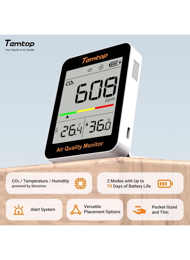 Temtop Co2 Monitor Indoor Air Quality Portable Meter, Co2, Temperature, Humidity Home, Office Or School - Image 2