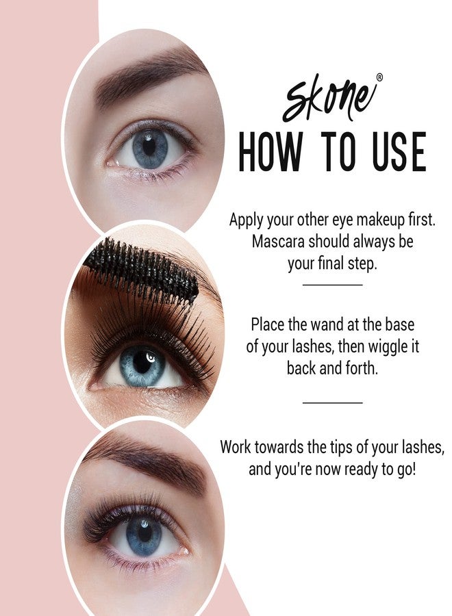 Skone Cosmetics Insanely Intense Waterproof Mascara - Smudge-Proof, Long-Lasting and Volumizing for Thick, Lifted Lashes - Lengthening Mascara for a Dramatic, False Lash Effect & Eye-Catching Bling - Image 4