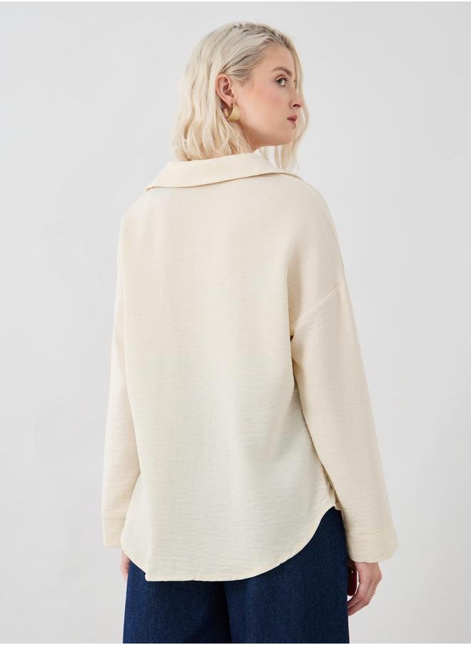 Take Two Take Two Embroidered Spread Collar Oversized Shirt  - Image 5