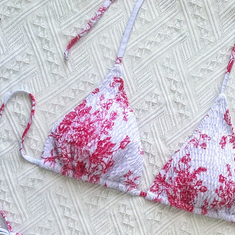 2025 New Swimsuit Female Sense Printed Backless Strap Bikini Bikini Summer - Image 4