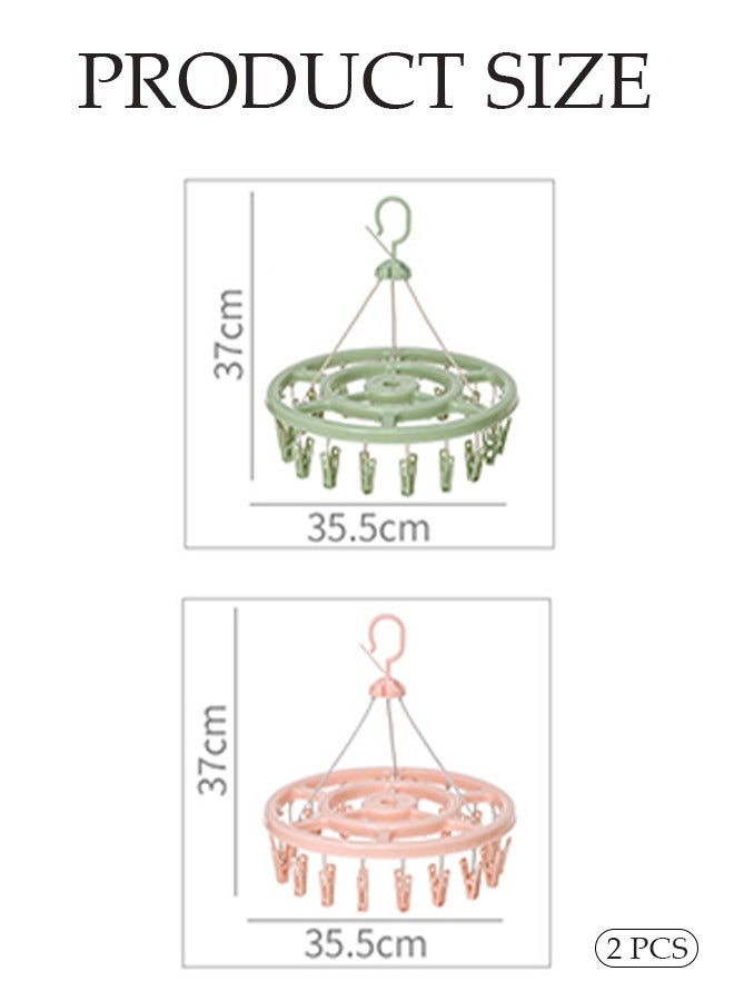 DUNISO 2 Pcs Laundry Drying Rack, 360 ° rotating clothes hanger, plastic removable laundry clips, circular hanger manager,with 18 clips,suitable for socks, underwear, towels  - Image 2