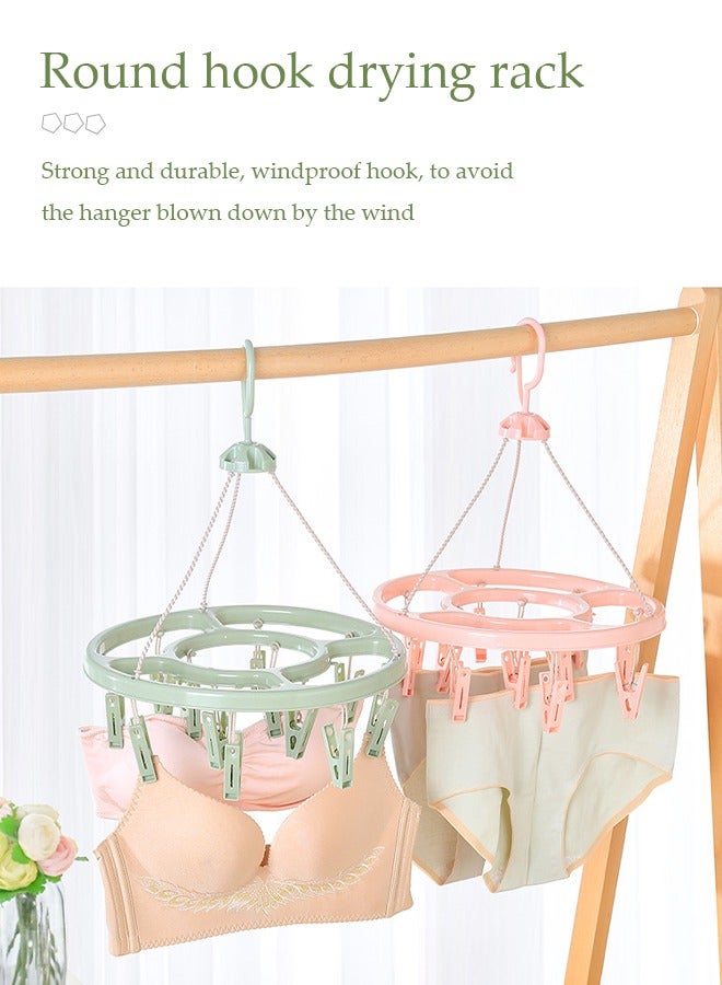 DUNISO 2 Pcs Laundry Drying Rack, 360 ° rotating clothes hanger, plastic removable laundry clips, circular hanger manager,with 18 clips,suitable for socks, underwear, towels  - Image 4