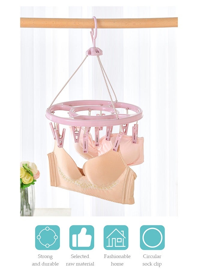 DUNISO 2 Pcs Laundry Drying Rack, 360 ° rotating clothes hanger, plastic removable laundry clips, circular hanger manager,with 18 clips,suitable for socks, underwear, towels  - Image 5