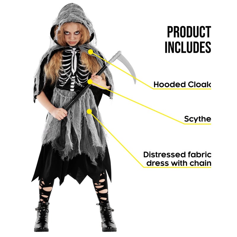 Morph Death Costume Girl, Dead Costume Girl, Death Costume Girl, Halloween Costume Death Girl, Reaper Costume, Skeleton Girl Costume, Halloween Costume Girl -XL - Image 2