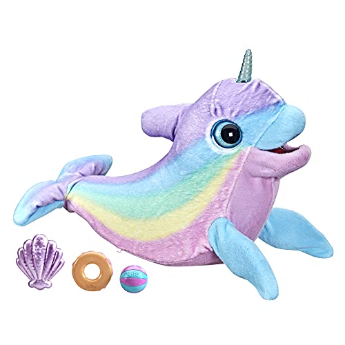 FurReal Wavy The Narwhal Interactive Animatronic Plush Toy Electronic Pet 80 Sounds and Reactions Rainbow Plush Ages 4 and Up - Image 1