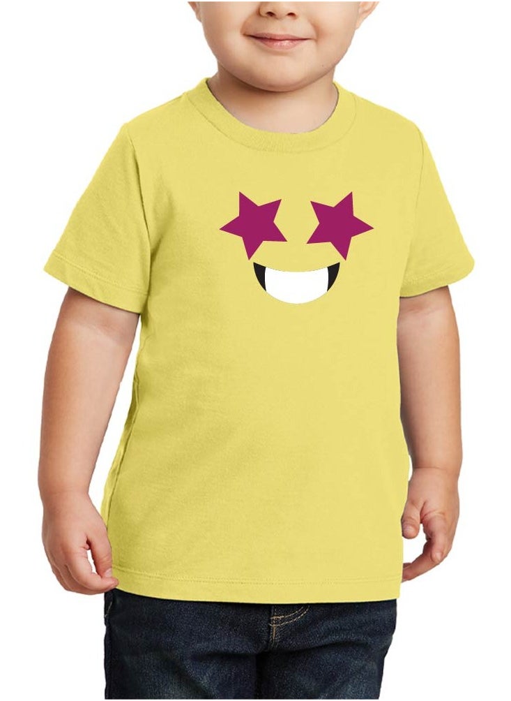 PRINTSHOP4ME - Pack of 5 Kids Yellow Smiley Face T-Shirts - Kids Unisex Round Neck Cotton Short Sleeve Tees - Soft and Comfortable Emoji T-Shirts for Kids - Image 1