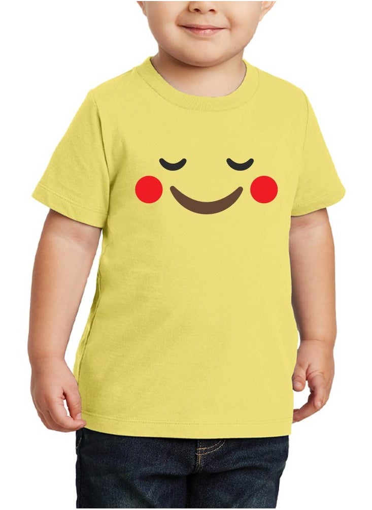 PRINTSHOP4ME - Pack of 5 Kids Yellow Smiley Face T-Shirts - Kids Unisex Round Neck Cotton Short Sleeve Tees - Soft and Comfortable Emoji T-Shirts for Kids - Image 1