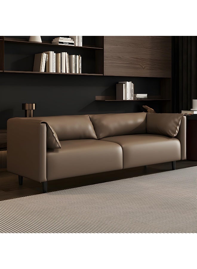 Comfynest Modern Faux Leather Small Loveseat With Foam Seat Fill & Pillow Top Arm 150X70X70 Cm Coffee - Image 1