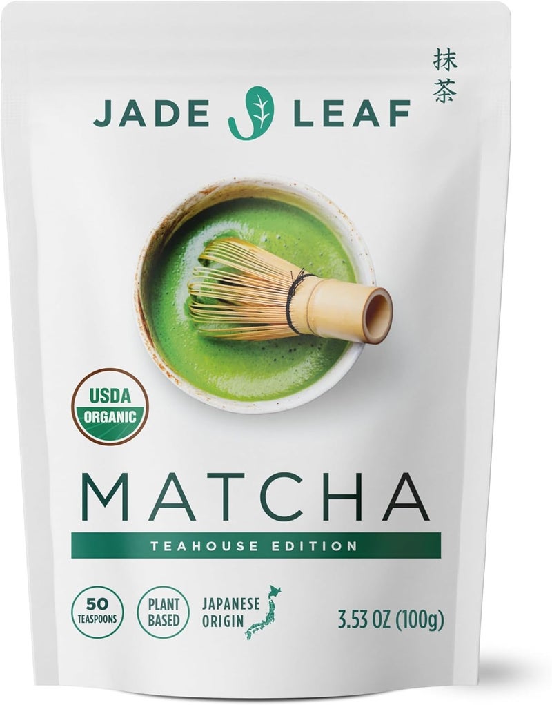 Jade Leaf Organic Matcha Green Tea Powder - Teahouse Edition - Premium Ceremonial Grade from Japan (3.53 Ounce Pouch) - Image 1