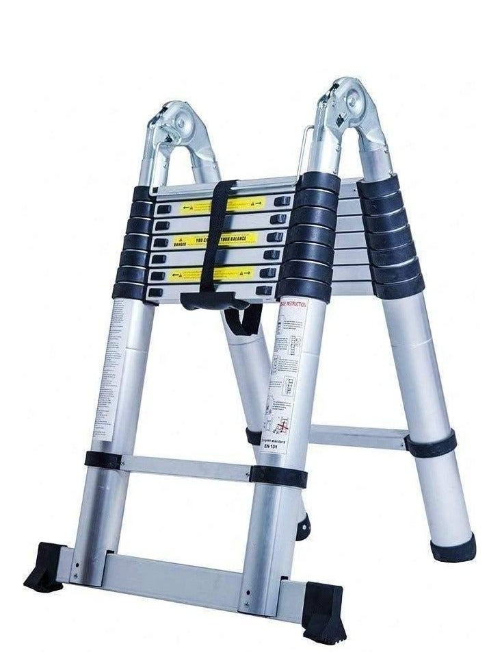 ROBUSTLINE Robustline Telescopic ladder of aluminum, 4.4 m, removable, multi-purpose, retractable - Image 1