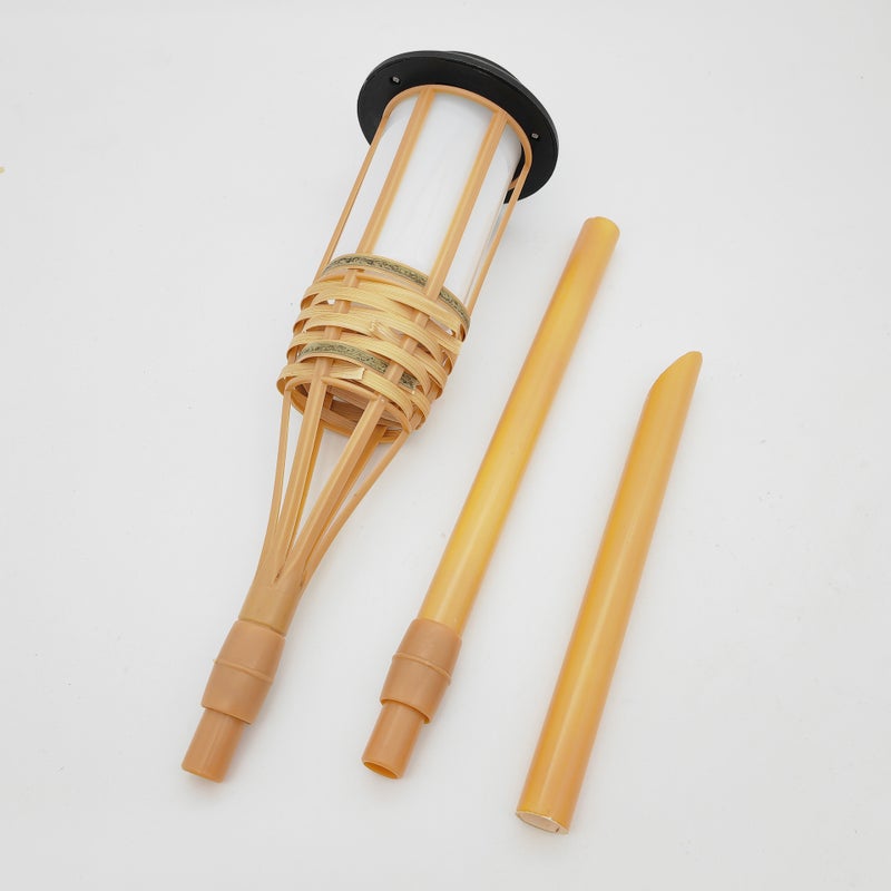 Bamboo Solar Flame Lamp Torch Lamp Bamboo Simulation Solar Flame Lawn Lamp Factory Supply(12 lamp hexagonal palace lamp style, Solar lawn lamp)1PCS - Image 4