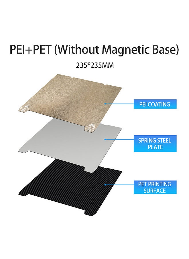 Generic - PEI PET Build Plate 3D Print Bed Textured PEI Surface + Smooth PET Surface Magnetic Spring Steel Flexible Platform Compatible with Ender-3 S1/ Ender-3 S1 Pro/End-5 S1/K1 3D Printers - 235*235MM - Image 1