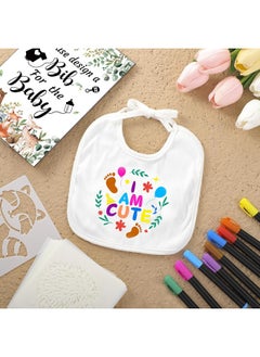 Newwiee Newwiee 55 Pcs White Bibs for Baby Decorating Design a Bib Decorate Plain newborns Bibs Wooden Sign for Baby Shower Games Kit(Woodland Animal)  - Image 4