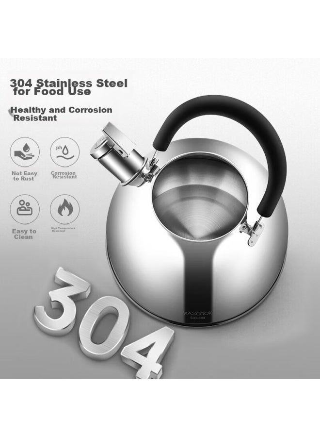 MAX COOK غلاية (ماكس كوك) ، ستانلس ستيل 304 ، 2 لتر سميكة تصدر صوت صفير ، فوهة سبائك الزنك ، متوافقة مع موقد الحث ، Mch5497 - Image 4