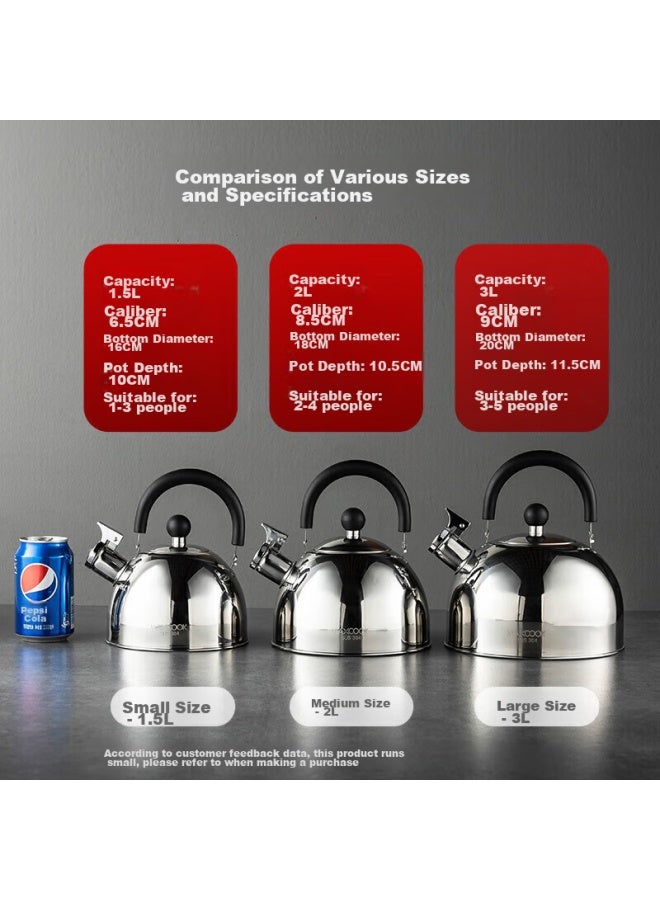 MAX COOK غلاية (ماكس كوك) ، ستانلس ستيل 304 ، 2 لتر سميكة تصدر صوت صفير ، فوهة سبائك الزنك ، متوافقة مع موقد الحث ، Mch5497 - Image 5