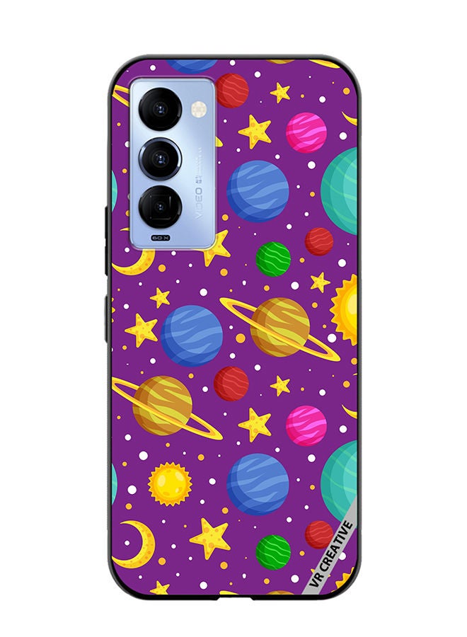 VR CREATIVE Protective Case Cover For Tecno Camon 18/18 P Celestial Bodies Seamless Pattern Design Multicolour - Image 1