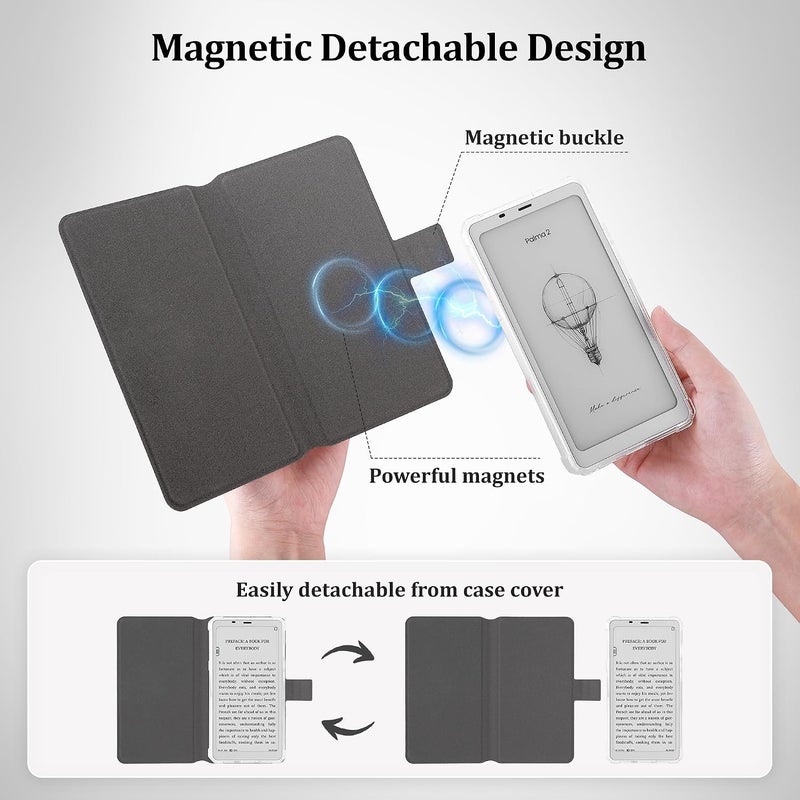 Vane Oak 2in1 Case for Onyx BOOX Palma 2 / Palma, Magnetic Detachable Folio Flip Cover, Slim PU Leather Case with Auto Wake/Sleep - Image 3