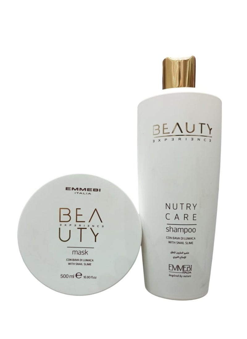 EMMEBI ITALIA Shampoo 500 ml and Mask 500 ml Snail Repair Damaged Hair That is Very Dry  Weak and Stressed  - Image 1