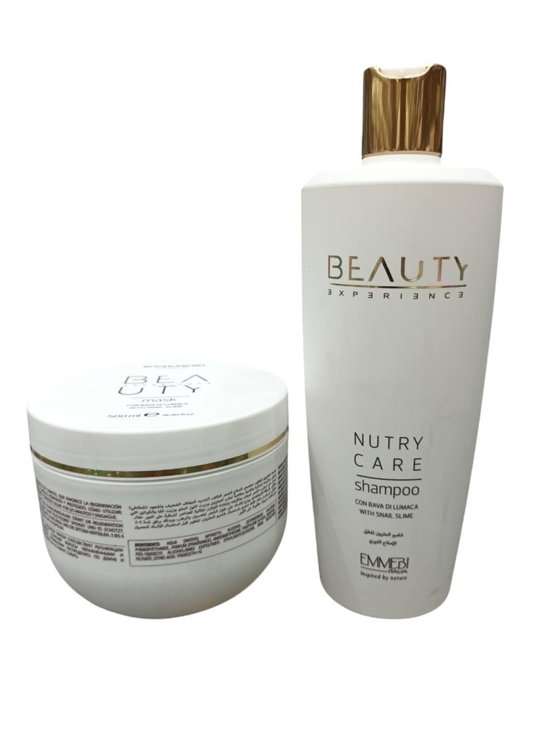 EMMEBI ITALIA Shampoo 500 ml and Mask 500 ml Snail Repair Damaged Hair That is Very Dry  Weak and Stressed  - Image 2