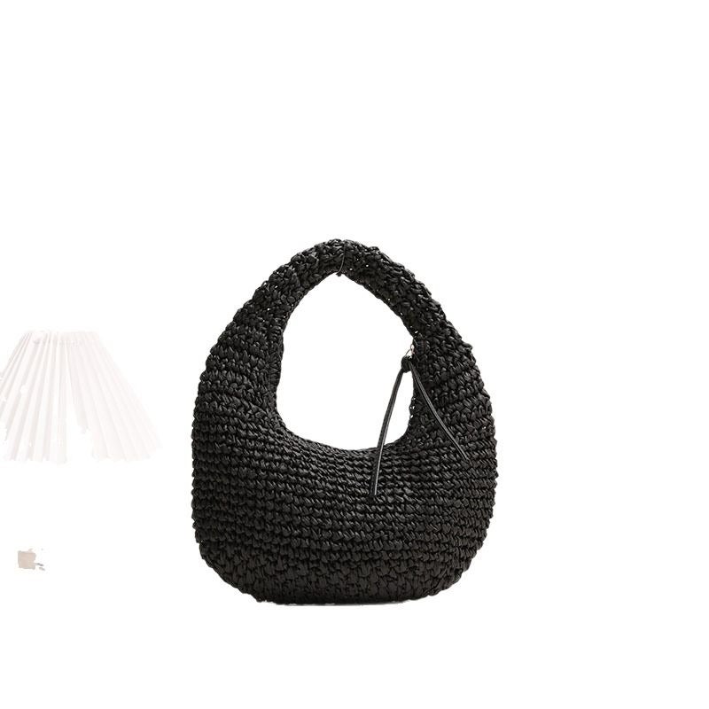 Fashion Straw Woven Shoulder Bag with Tassels - Image 5