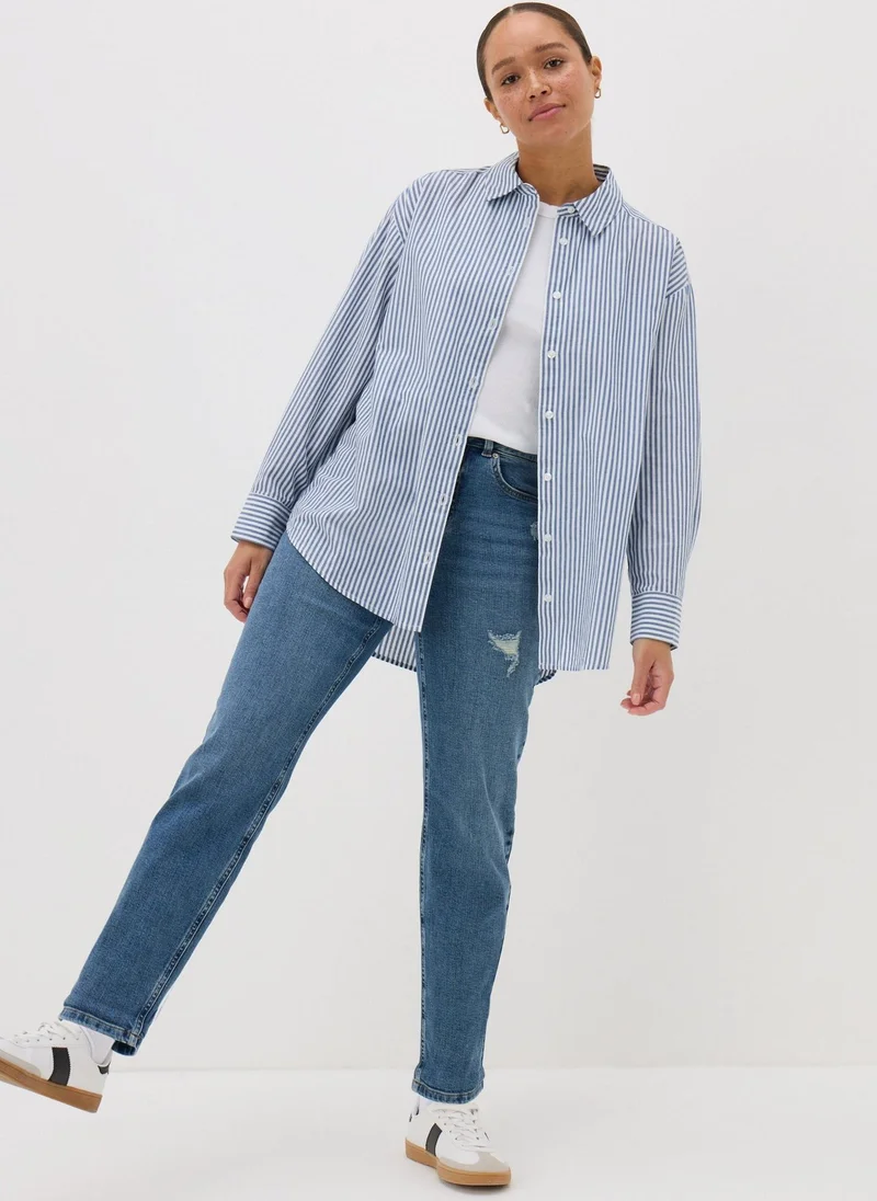 ماتلان Dark Wash Riley Ripped Boyfriend Jeans