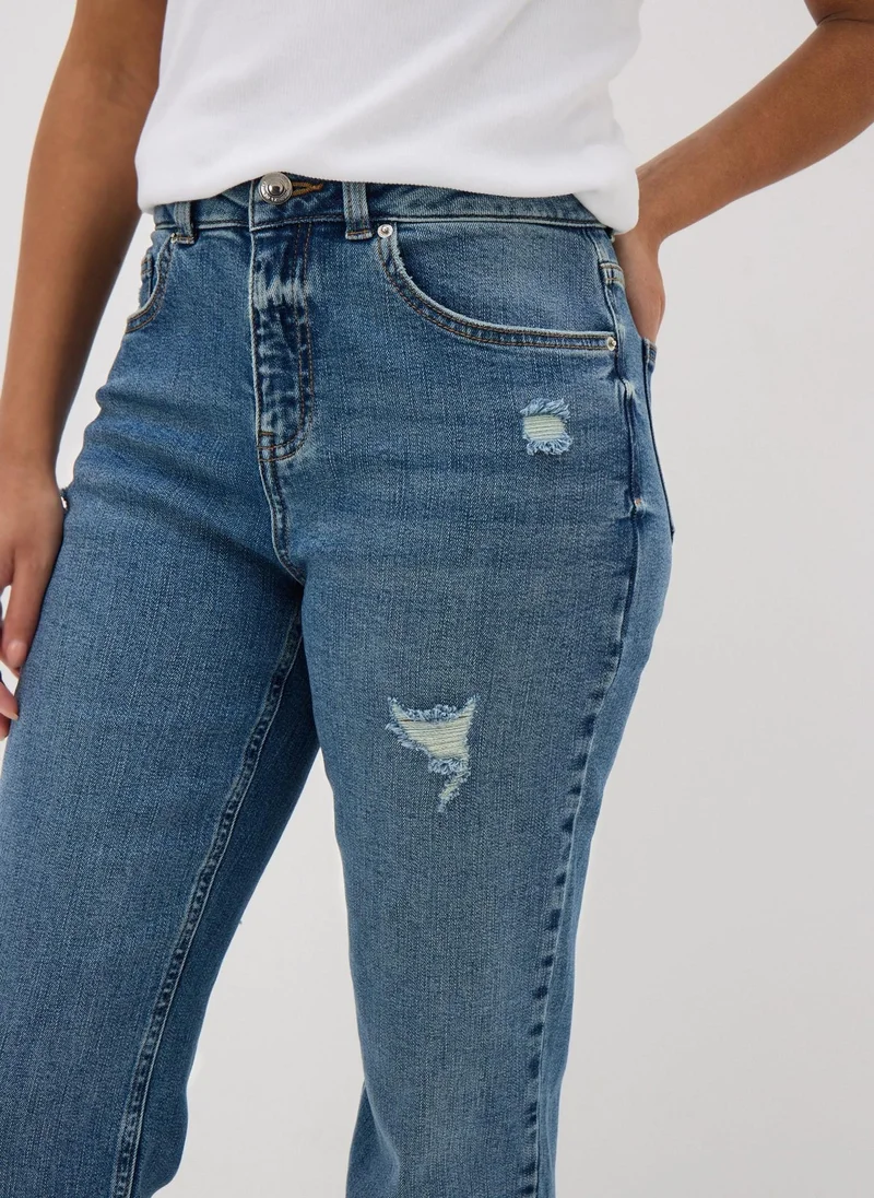 ماتلان Dark Wash Riley Ripped Boyfriend Jeans