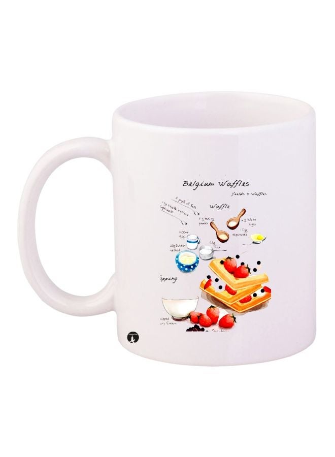RYN Breakfast Printed Coffee Mug White/Yellow/Red 11ounce
