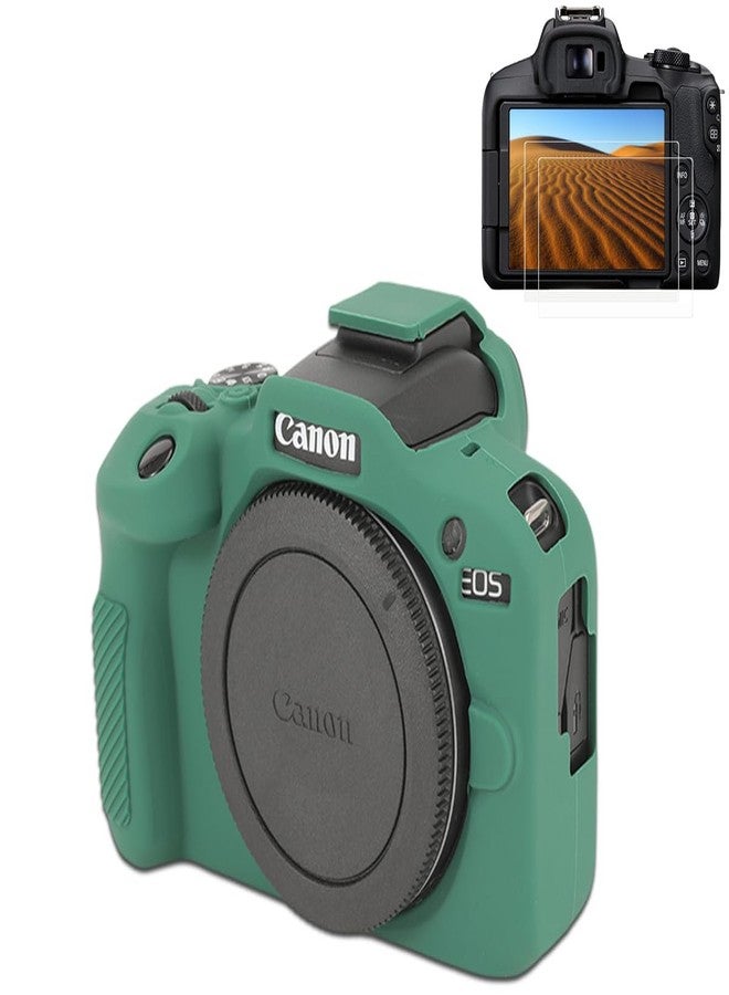 Pocoukate Case for Canon EOS R100 Camera, Soft Silicone Protective Cover Skin with EOS R100 Screen Protector Accessories for EOS R100 Mirrorless Camera Silicone Case - Deep-Green - Image 1