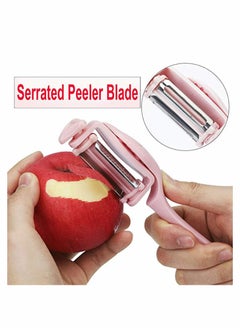 Y&D 3 in 1 Multifunctional Stainless Steel Fruit and Vegetable Peeler - Citrus Orange Potato Peelers with Rotating Serrated Straight Slicer Blades, Premium  - Image 4