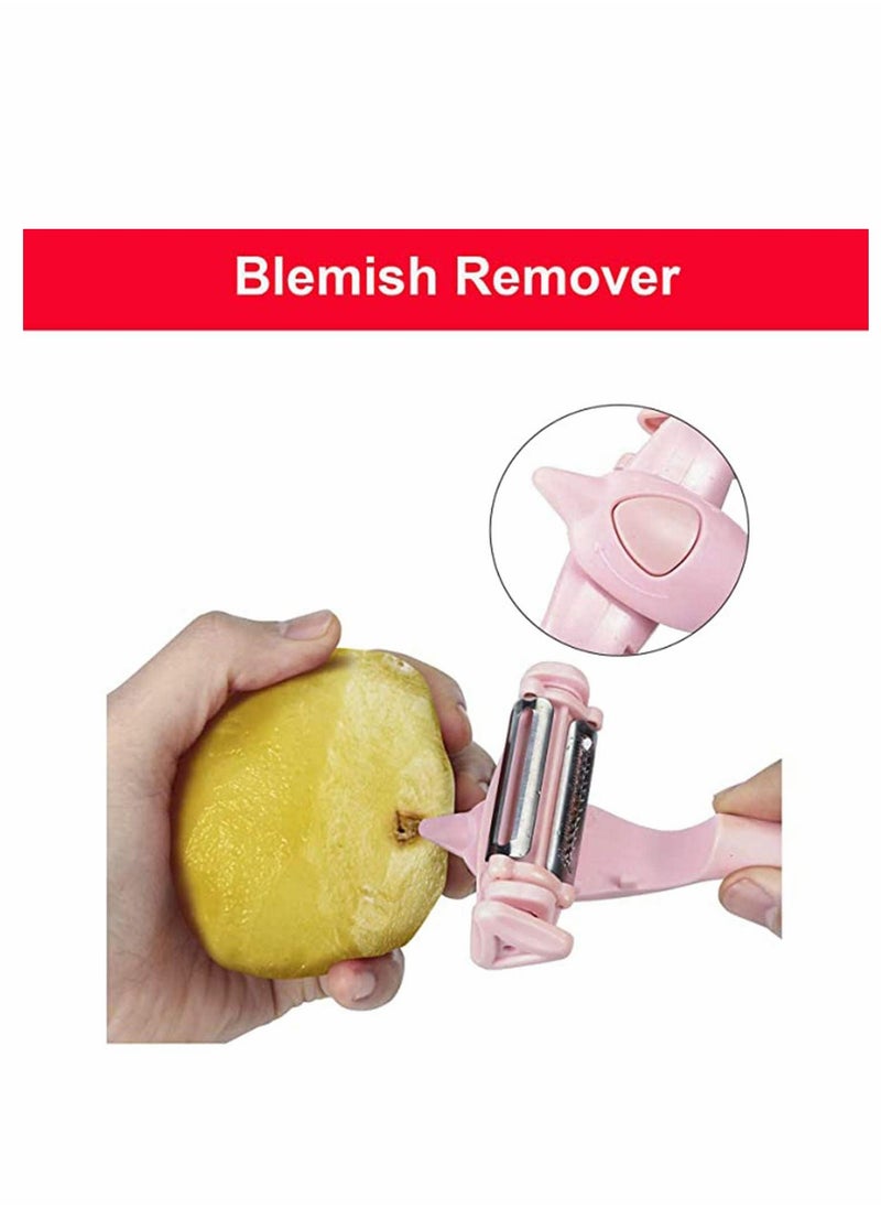 Y&D - 3 in 1 Multifunctional Stainless Steel Fruit and Vegetable Peeler - Citrus Orange Potato Peelers with Rotating Serrated Straight Slicer Blades, Premium - Image 1
