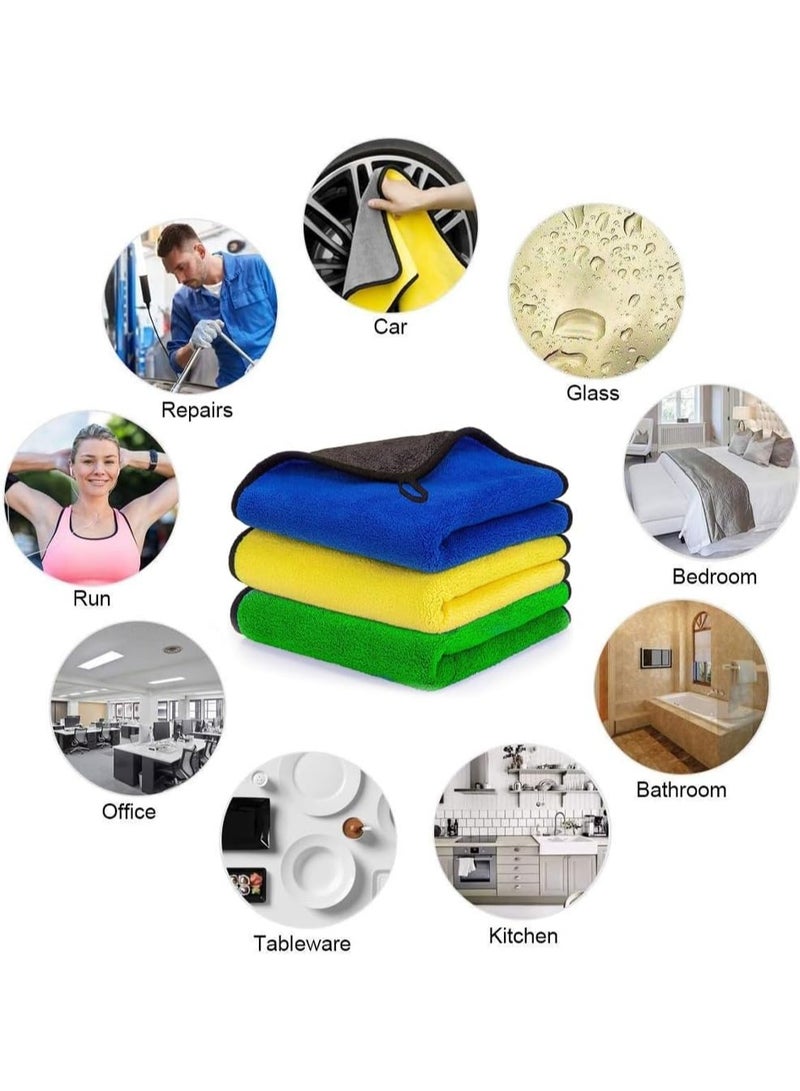 BRANDSFINITY Microfiber Towel Cloth 6Pcs Double Sided Extra Thick Plush Lint Super Absorbent Detailing for Car, Windows, Screen and Kitchen, 30X30 cm, Pack of 6  - Image 2