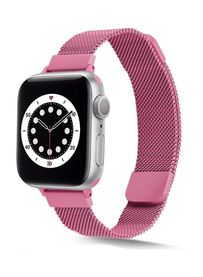 HuHa Small Waist Dual Section Milan Replacement Watchband For Apple Watch Series 7/6/SE/5/4/3/2/1 41/40/38mm Rose Red - Image 2