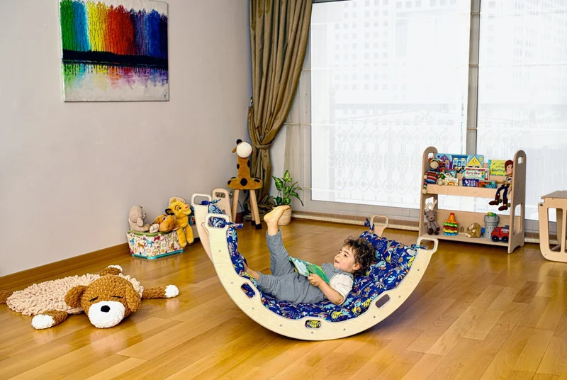 Kidoppo Pikler Climbing Set and Pillow | Montessori Set of 3 | Arch + Triangle + Stair Ramp + Forest Pattern Pillow