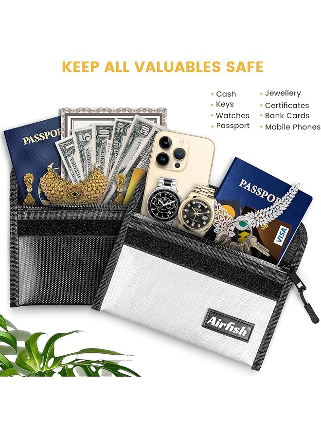 erorex 2 Pack Fireproof Bag 8 X 5 Inch Fireproof Money Bag Small Fireproof Document Bag Fireproof Envelope With Zipper Waterproof Cash Pouch For Valuables Jewelry Cash Passport Invoices  - Image 3