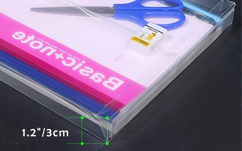 Campio A4/Legal Document Top Opening File Bag, Transparent Envelope Holder Storage Case, Snap Button Organizer, Clear Plastic Container for Papers, Stationery -24 Pack - Image 4