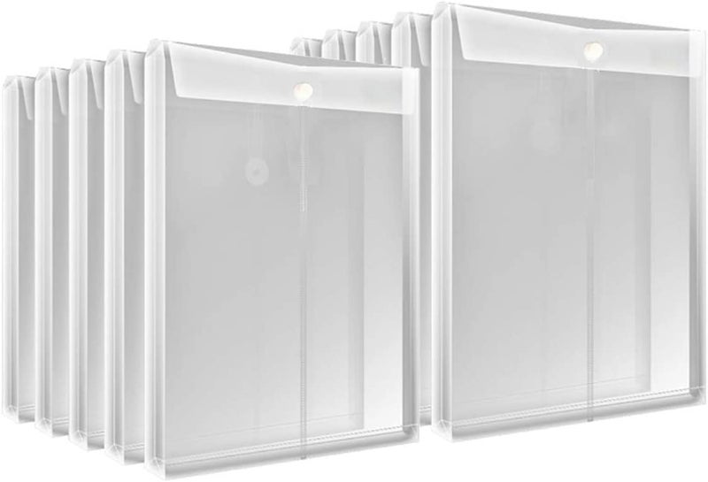 Campio A4/Legal Document Top Opening File Bag, Transparent Envelope Holder Storage Case, Snap Button Organizer, Clear Plastic Container for Papers, Stationery -24 Pack - Image 1