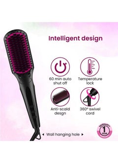 AGARO Hsb2206 Hair Straightening Brush 2In1 Hair Straightening And Combing Ionic Technology Antiscald Feature Temperature Control And Auto Shut Off Function Black  - Image 3
