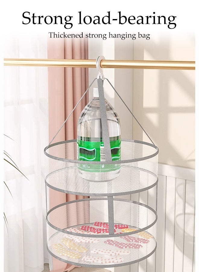 DUNISO 2 Pcs Double-Layer Clothes Drying Net，Folding Mesh Clothes Hanging Dryer，Lay fold Flat Dry Hanger with Windproof Hooks Lightweight Mesh Construction，for Clothes Drying Lingerie Sweater Blouse Socks，61cm - Image 3