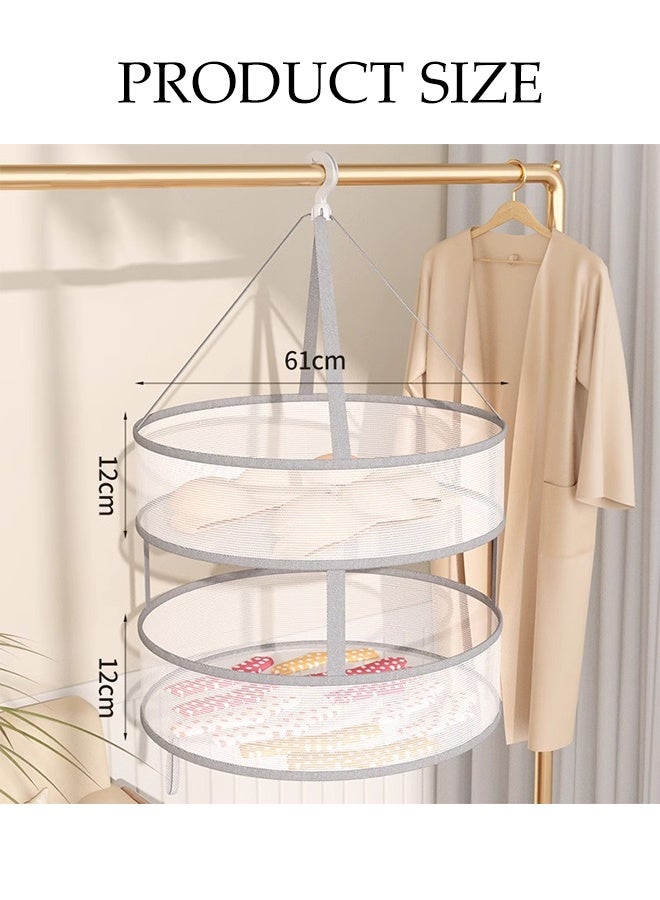 DUNISO 2 Pcs Double-Layer Clothes Drying Net，Folding Mesh Clothes Hanging Dryer，Lay fold Flat Dry Hanger with Windproof Hooks Lightweight Mesh Construction，for Clothes Drying Lingerie Sweater Blouse Socks，61cm - Image 2