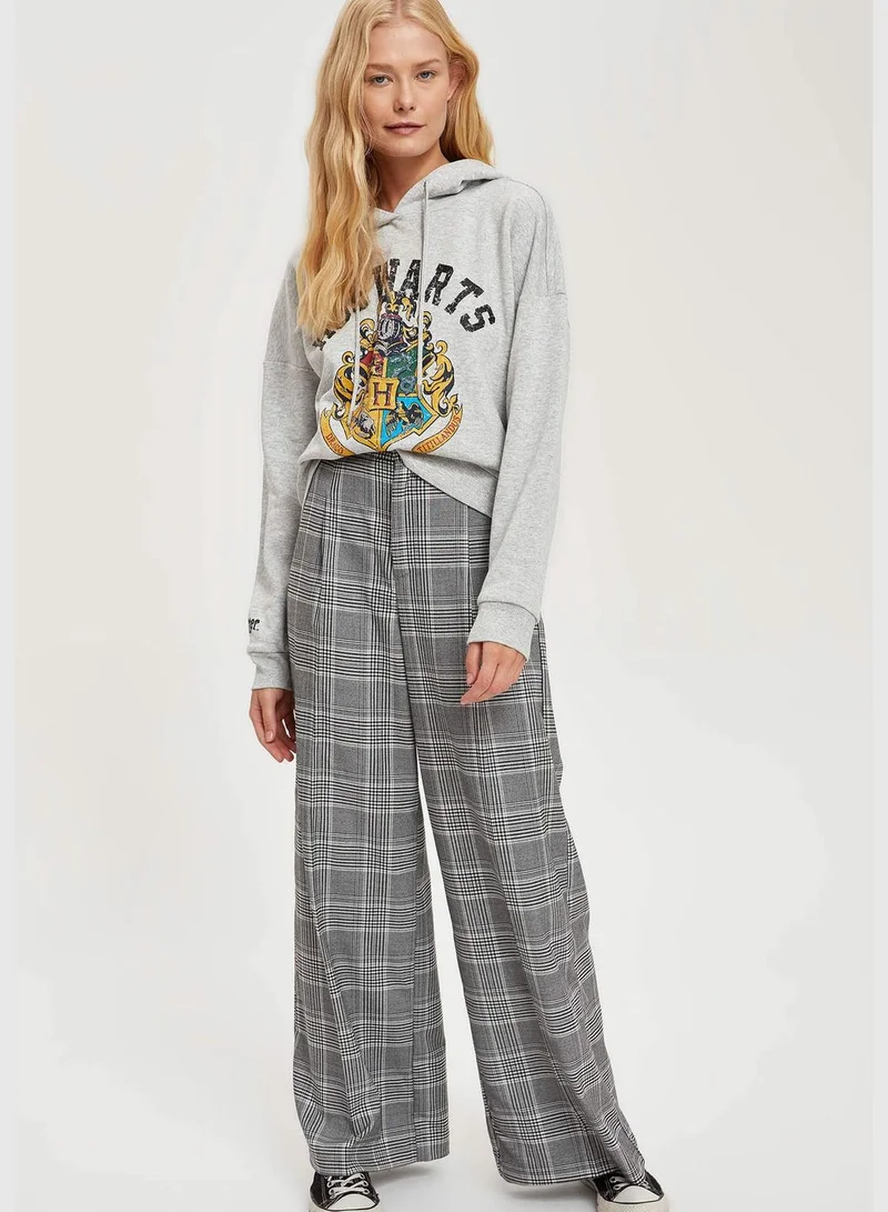 DeFacto Relax Fit Square Print Wide Leg Trouser