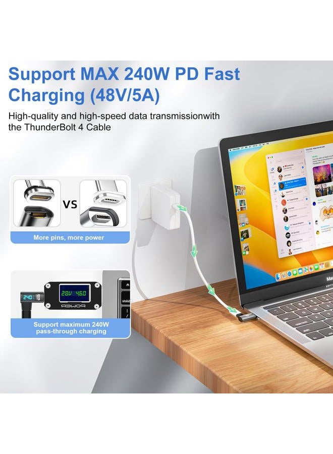 DuHeSin محول مغناطيسي USB C عرض رقمي بزاوية 90 درجة PD240W 24Pin (عبوة 2) عرض LED للجهد والتيار والطاقة، جهاز قياس طاقة Type C 90 درجة USB4 40Gbps 8K 60Hz لتقنية Thunderbolt 3/4، MacBook Pro/Air - Image 5
