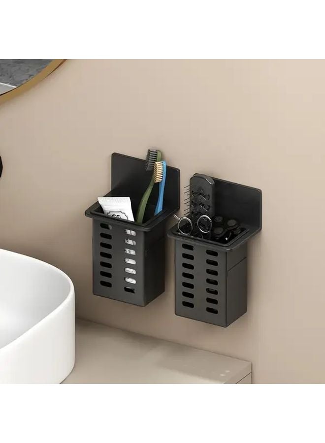 Black Toothpaste And Toothbrush Holder Wall Mounted Storage Box 1pc No Trace Installation - Image 5