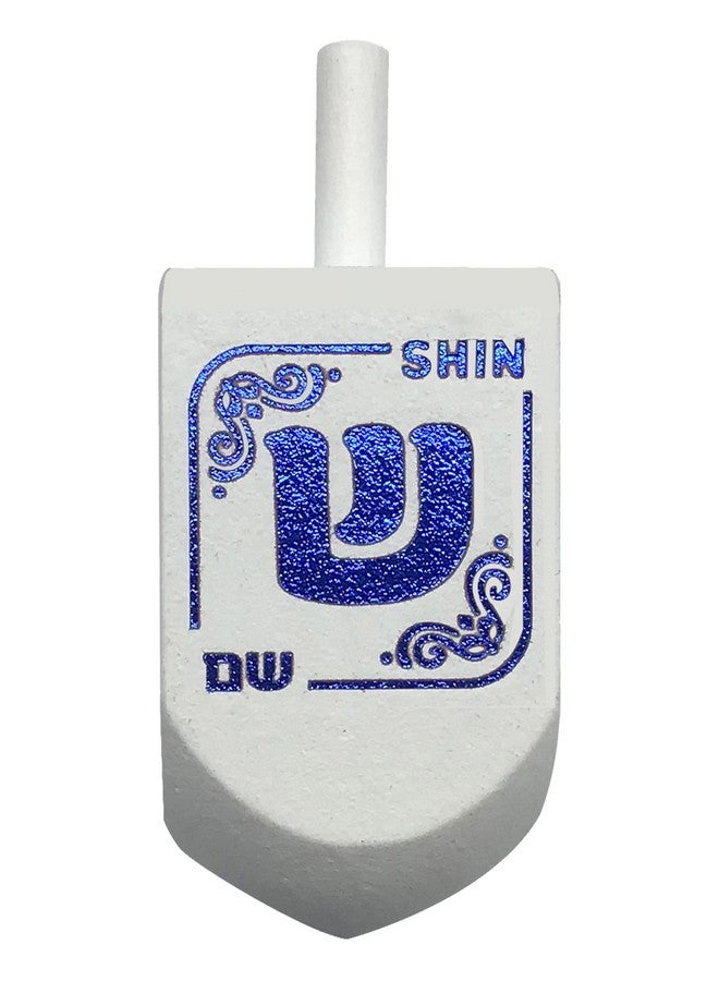 Izzy 'n' Dizzy Izzy 'n' Dizzy Hanukkah Dreidels - Extra Large Blue and White Wooden Dreidel - 2 Pack  - Image 4